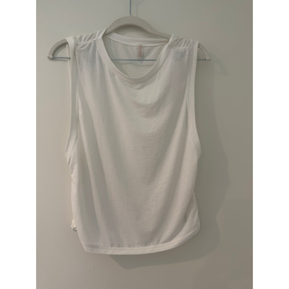 Free People Movement Tempo Sport Mode UV Protection Muscle Tee Ruched White, M